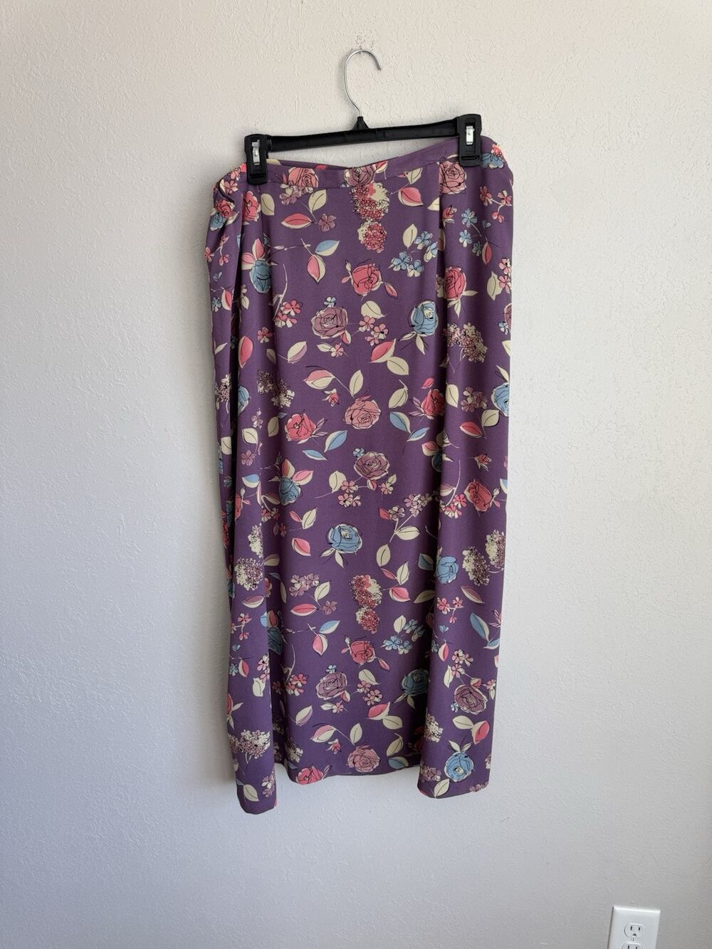 NWT Pendleton Purple Ditzy Floral Midi Skirt Womens 16W Romantic Flowy